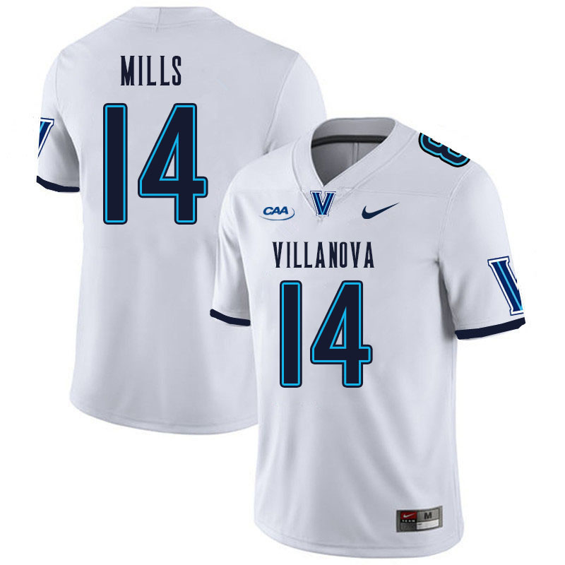 Men #14 Dylan Mills Villanova Wildcats College Football Jerseys Stitched Sale-White Men #14 Dylan Mills Villanova Wildcats College Football Jerseys Stitched Sale-White